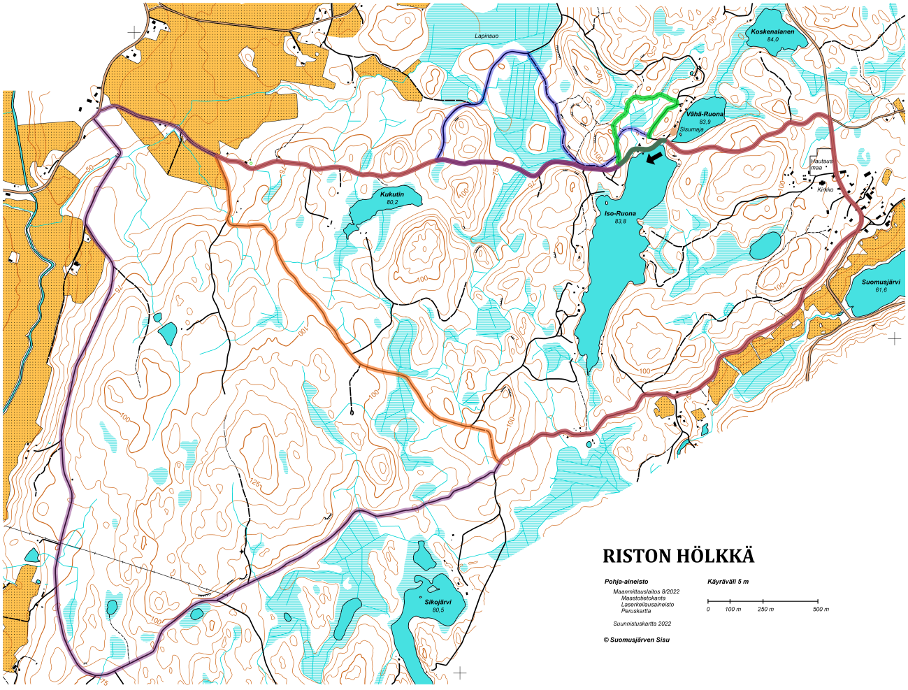 Kaikki reitit samalla kartalla
